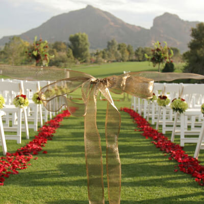 Outdoor wedding ceremony setup