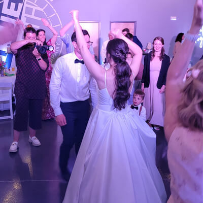 Bride dancing at a wedding reception