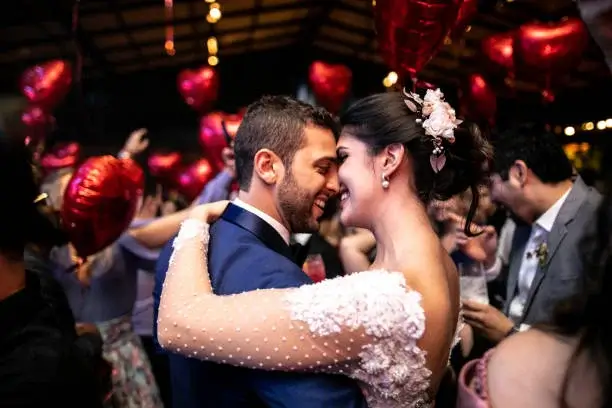 Couple celebrating their wedding